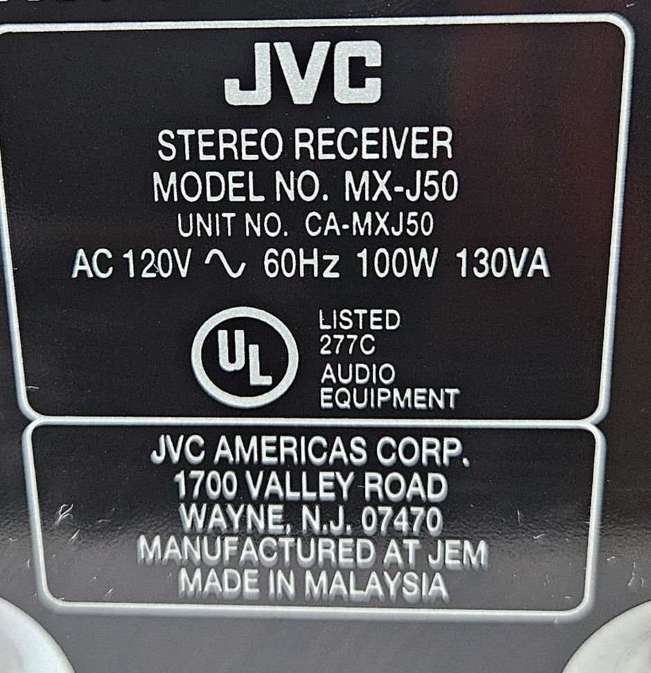 JVC MX-J50 BOOKSHELF STEREO (ROTATING FRONT PANEL) With Remote & Manual