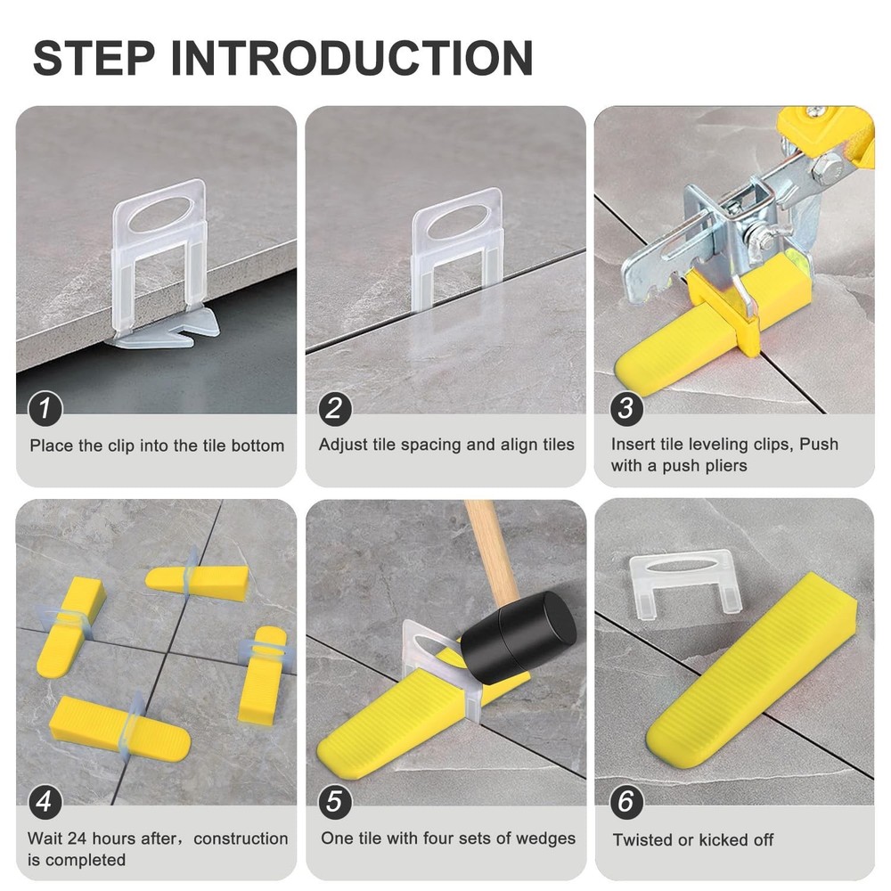 Tile Leveling System 2500pcs 1/16" Tile leveler Spacers Clips Tile Installati...