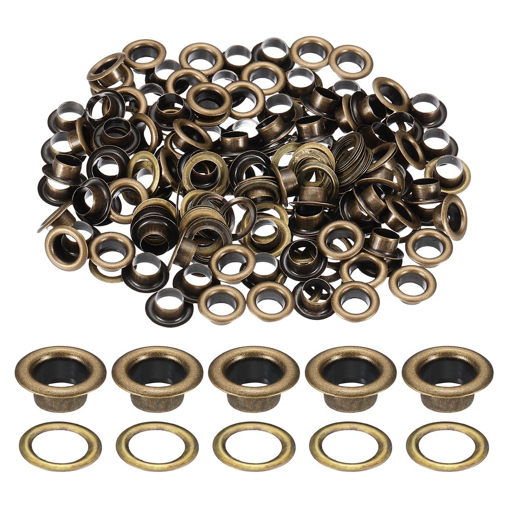 100 Sets Grommets Eyelets, 5mm Brass Self Backing Eyelets, Bronze