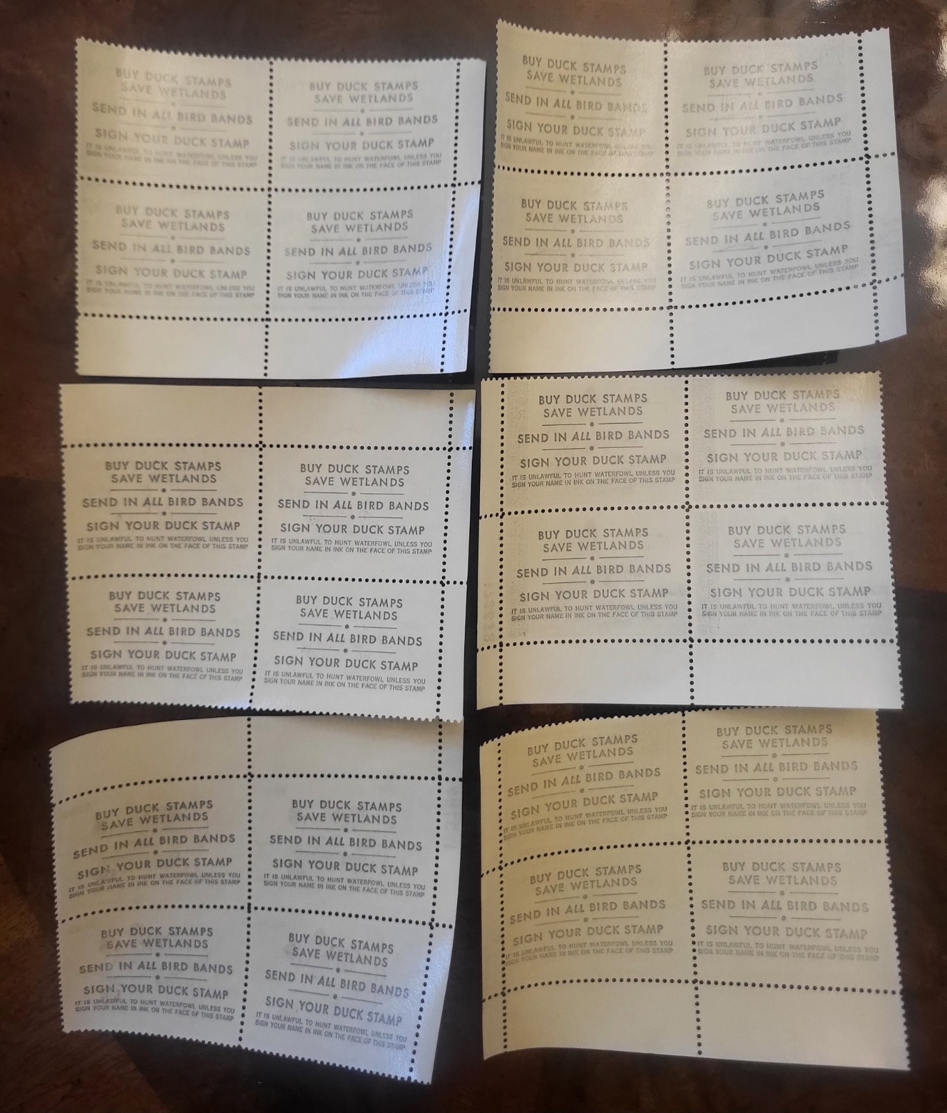 US 1979-84 FEDERAL DUCK HUNTING STAMPS $7.50 FACE EACH, FOUR PLATE BLOCKS OF 4