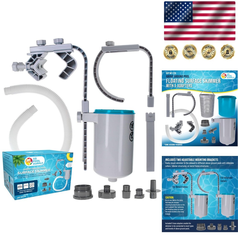 Automatic Pool Surface Skimmer with Strainer Basket - Low Maintenance Solution