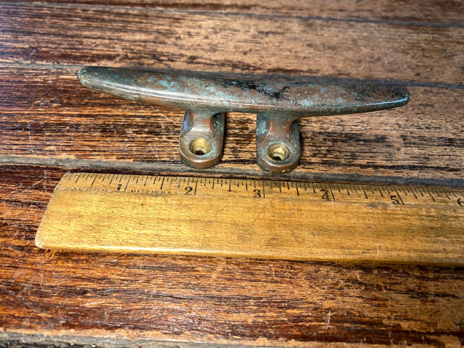 VINTAGE (ONE ONLY) CAST SOLID BRONZE, 5" CLEAT, DOOR HANDLE, PATINA!