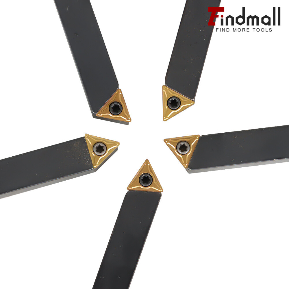 5Pcs 3/8" Carbide Indexable Turning Tool Lathe Tool Bit With Carbide Inserts