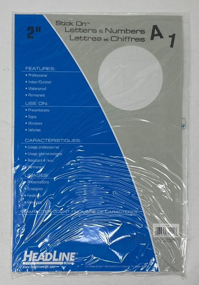 Headline Self Stick 2" WHITE Letters And Numbers Permanent Adhesive