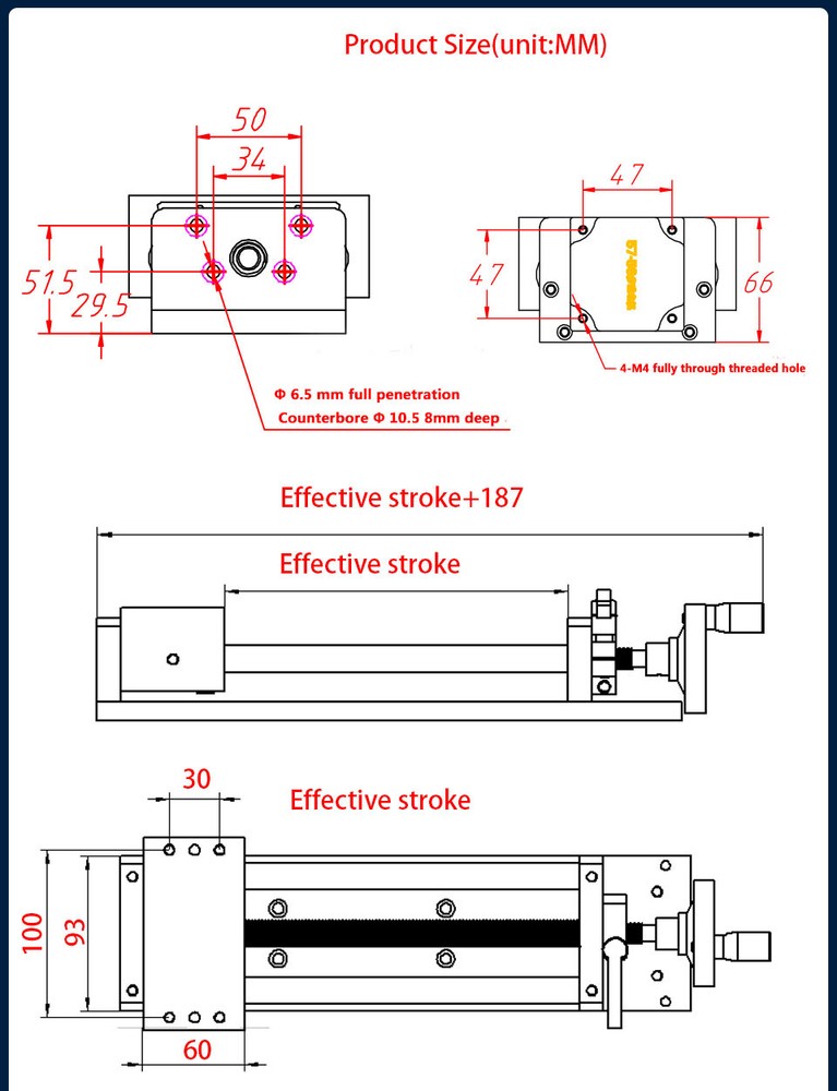 Linear Stage Actuator 200mm Manual Sliding Table Ballscrew Rail Slide Module