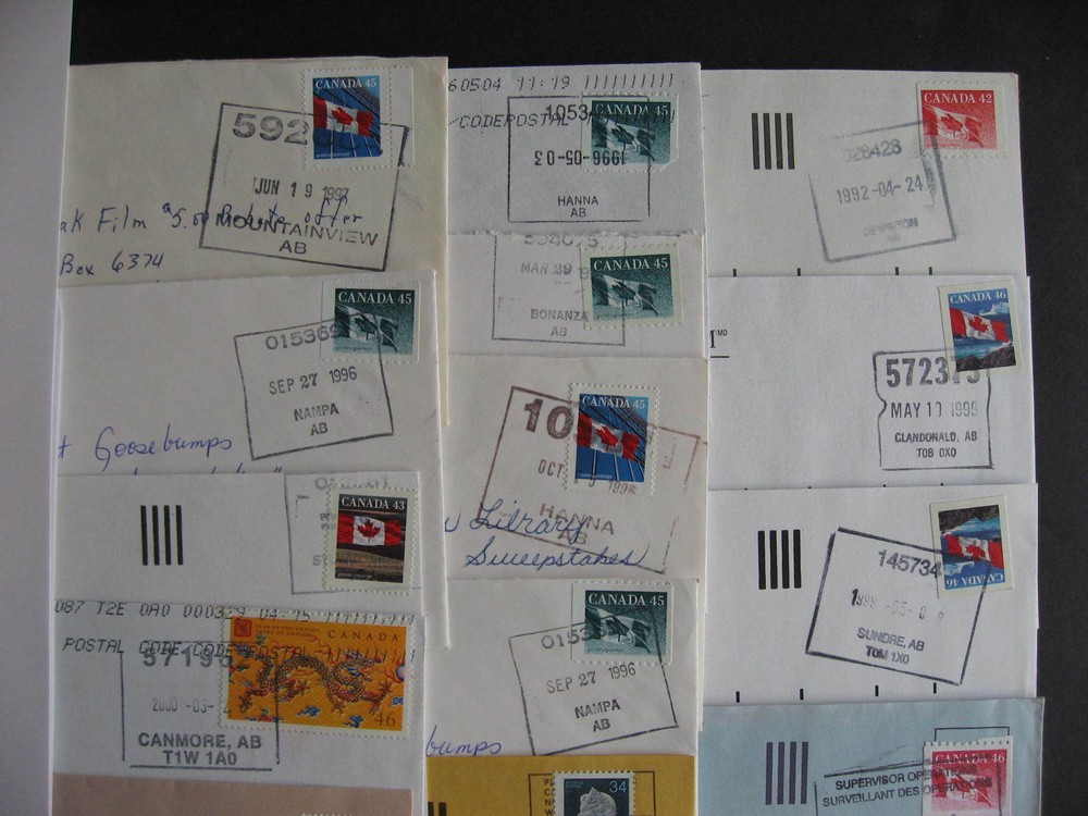 CANADA 17 Alberta mostly POCON cancels on cover (possible duplicates)