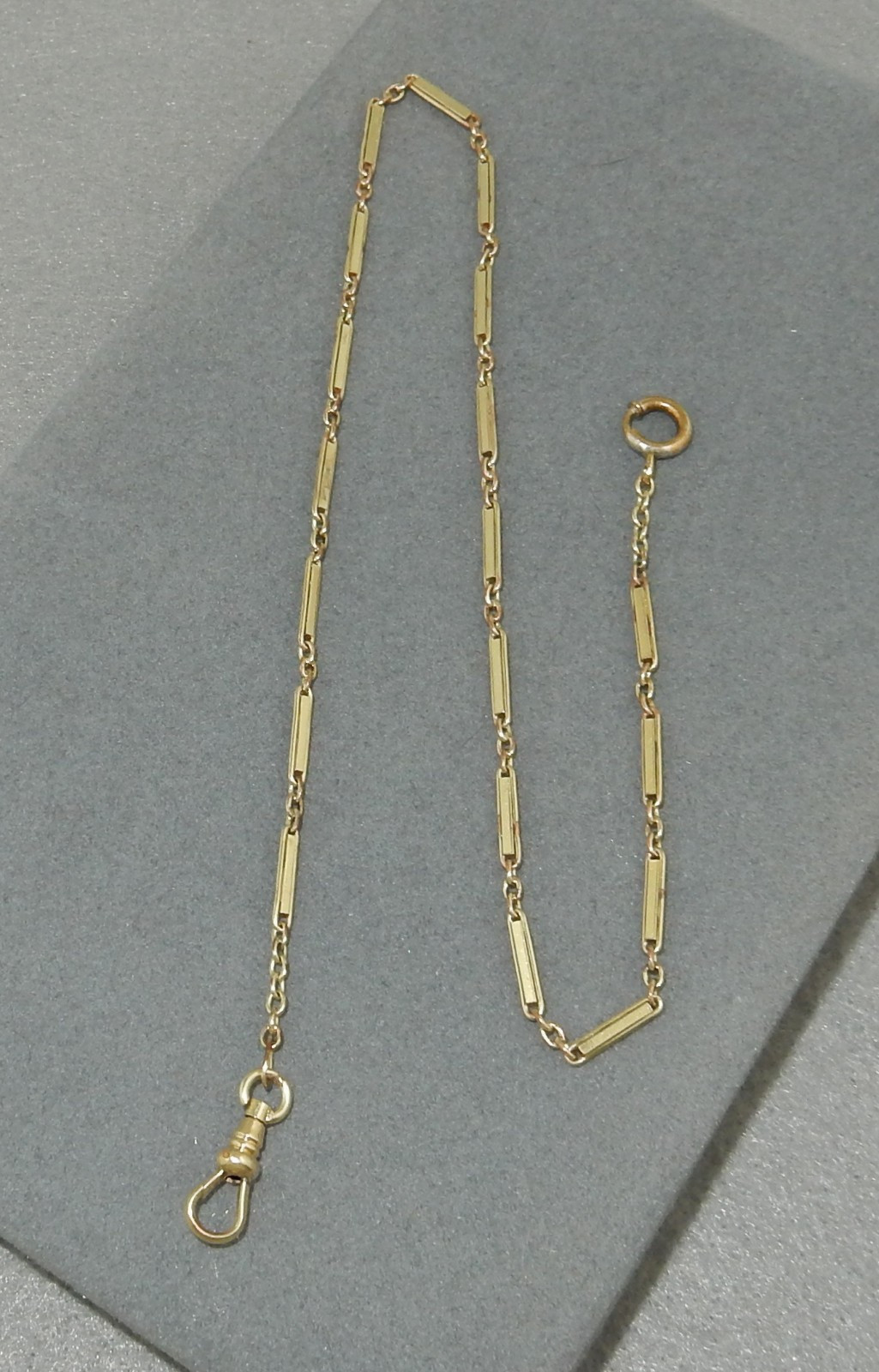 Antique 1/10 14K Yellow Gold Filled 14.25" Bar Link Pocket Watch Chain 6g