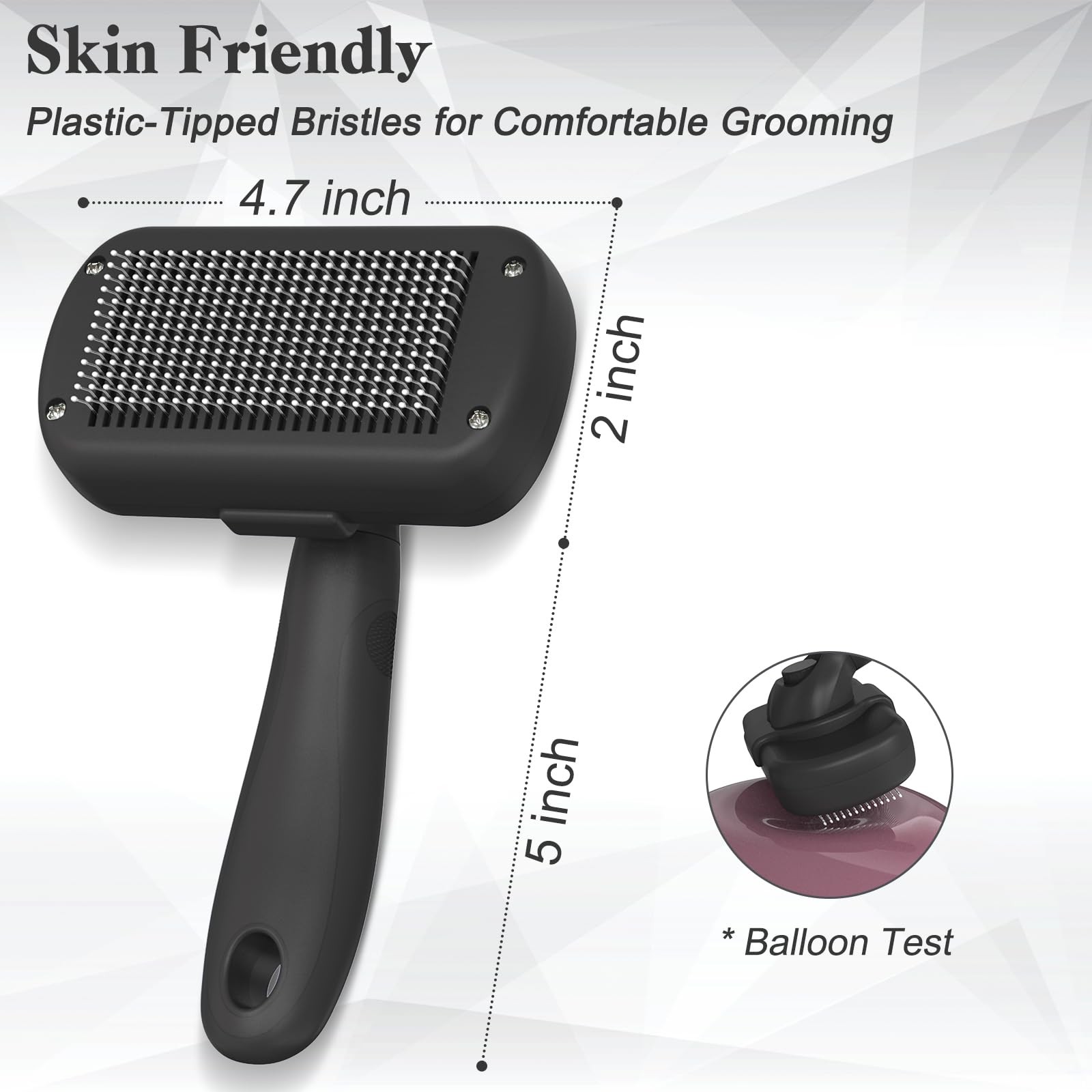 Dipoo Self Cleaning Shedding Brush - Skin Friendly Grooming Tool Large, Black