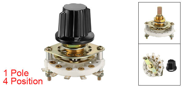 1P4T 1 Pole 4 Position 1 Deck Band Channel Rotary Switch Selector with Knob