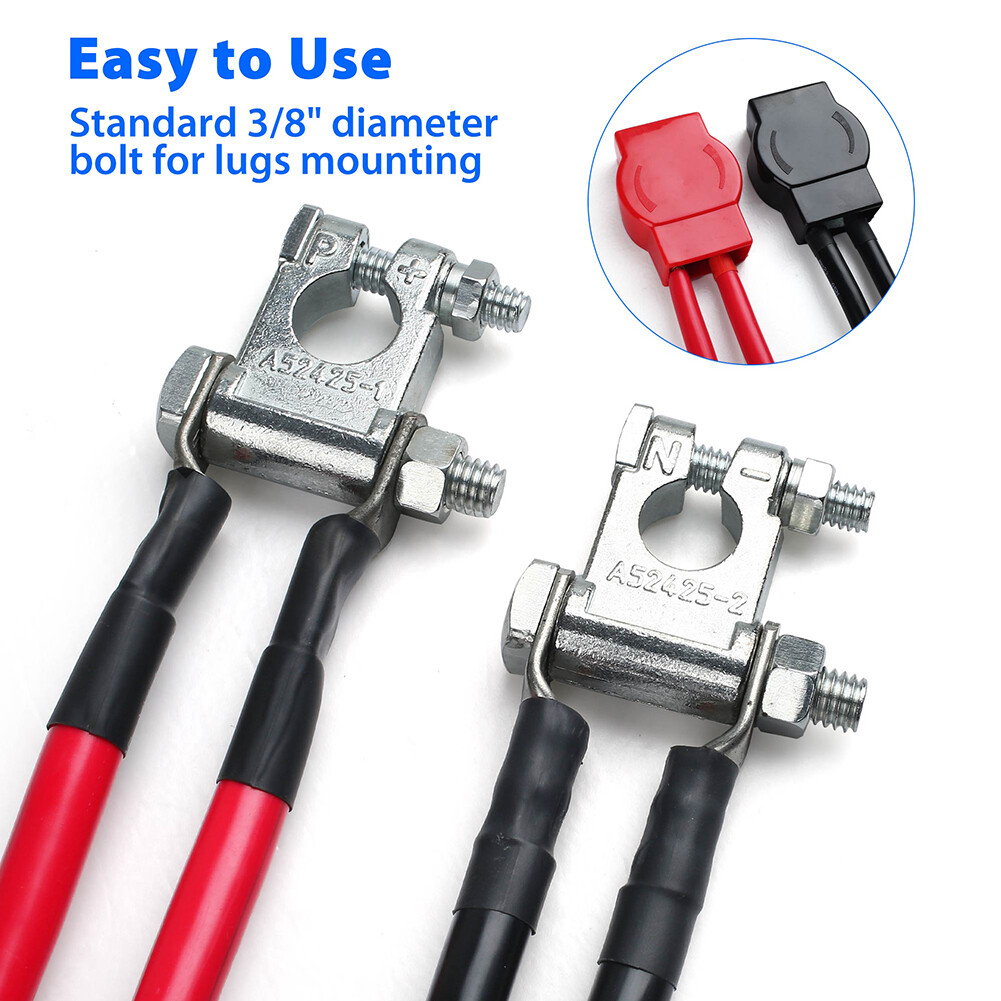 Military Spec Top Post Battery Terminal End Positive and Negative with/ 2 Covers