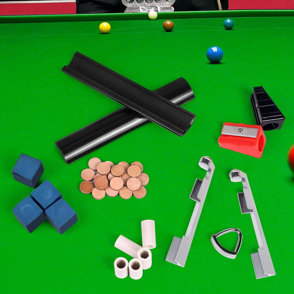 Professional Billiard Cue Repair Kit with Tips, Chalk, and Tools