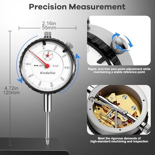 Dial Indicator with Magnetic Base, 0-1 inch Dial Test Gauge Indicators