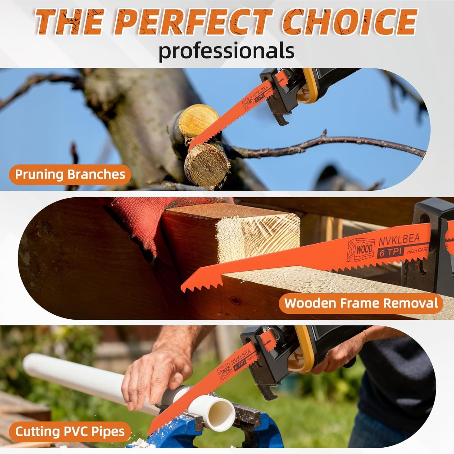 10-Piece Reciprocating Saw Blades 6 & 8 Inch Wood & Metal Cutting Saw Blades Pre