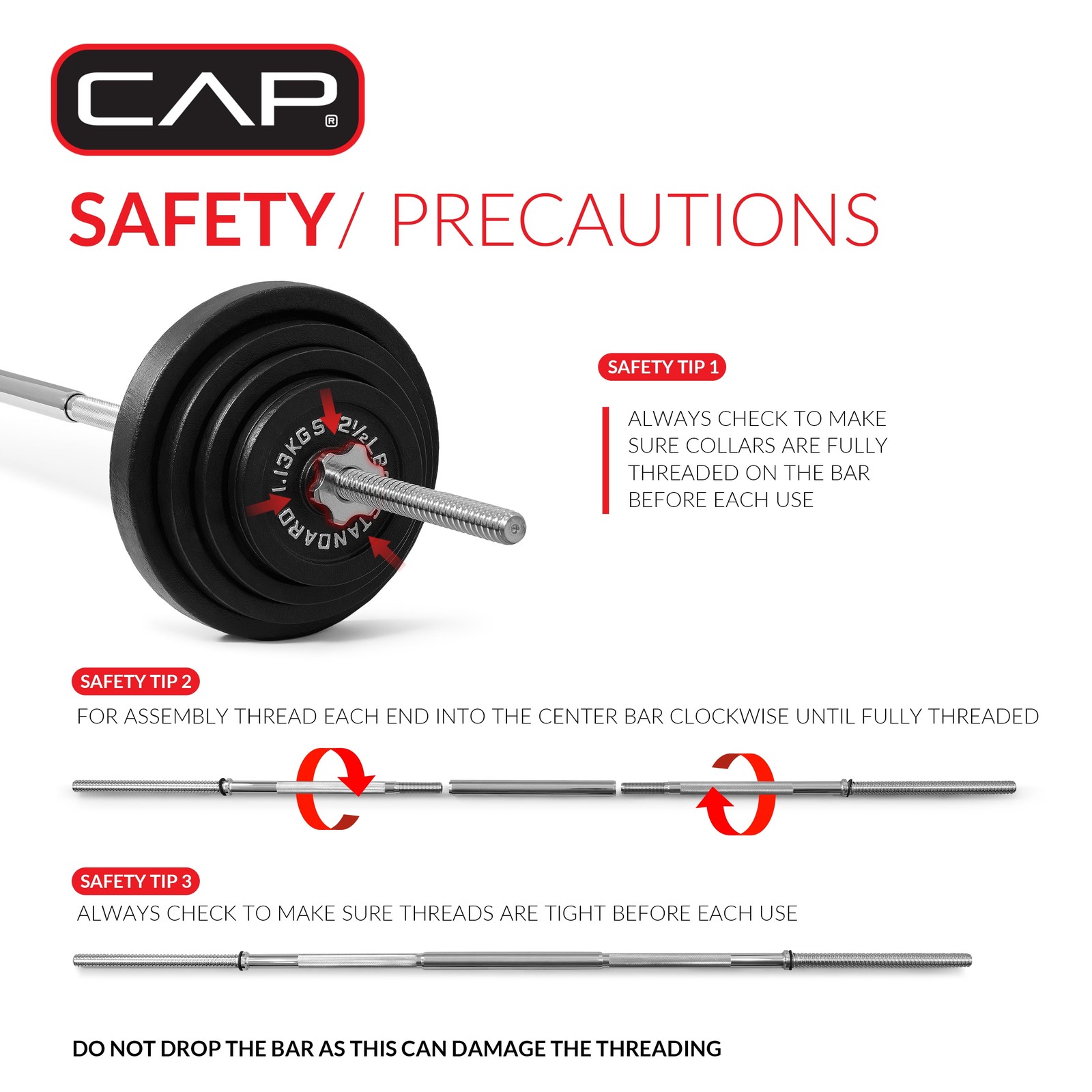 100Lb Standard Cast Iron Weight Set with 3-Pc Bar