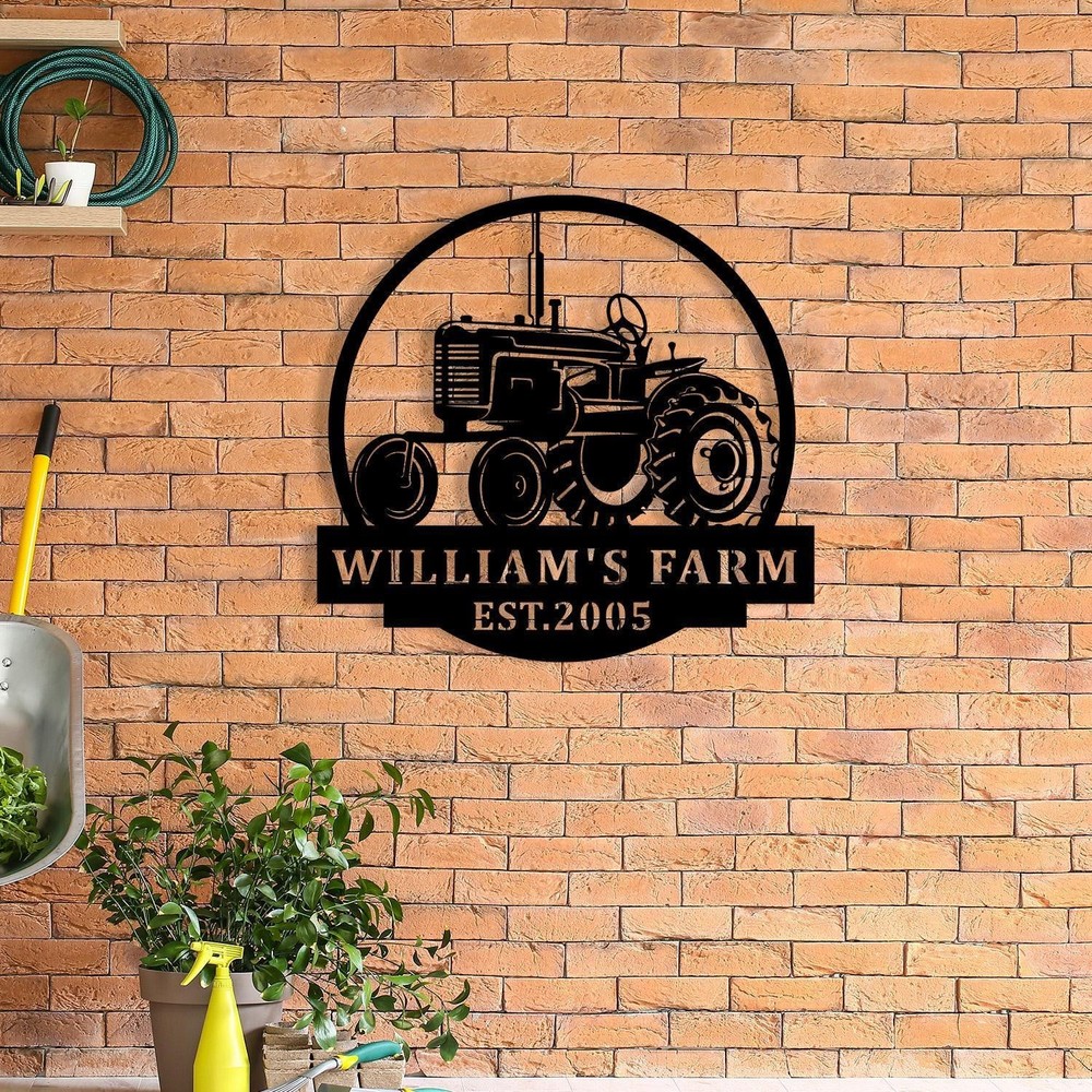 Customized Metal Tractor Sign, Personalized Farm Name Barn Decor