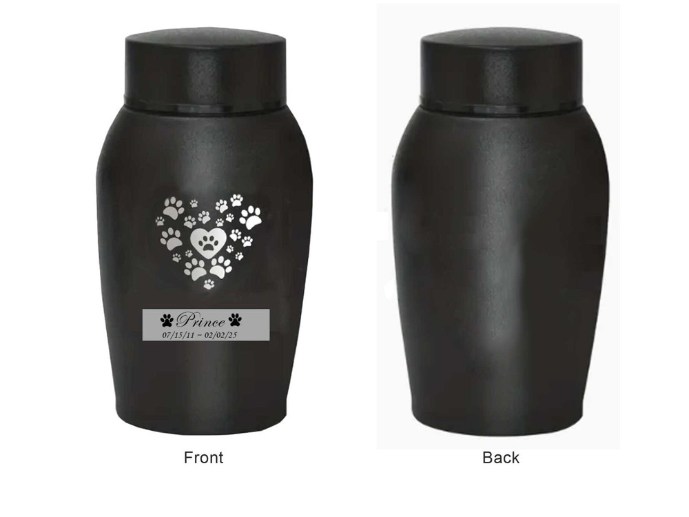 Custom Pet Urn, Engraved Name Plate, Includes Keepsake Urn Pendant or Key Ring