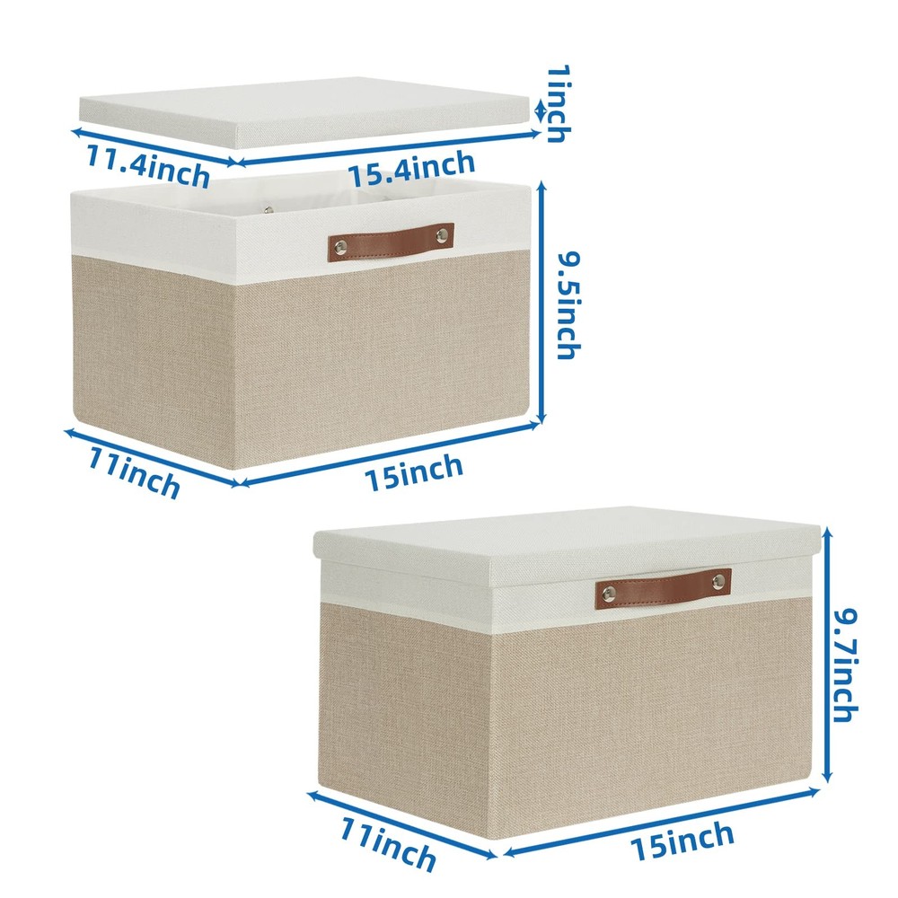 Foldable Storage Bins with Lids, [2-Pack] Large Storage Baskets with Lid, Fabric