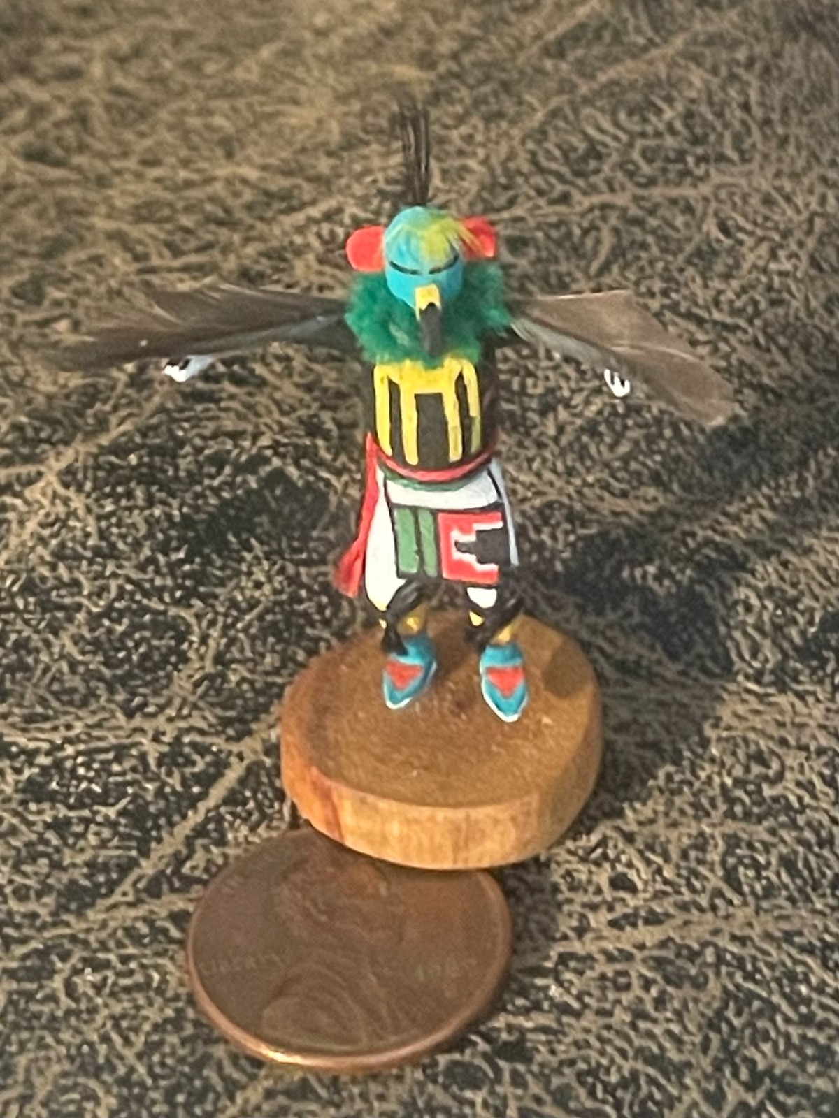 TINY ART-MINIATURE-NATIVE AMERICAN-KACHINA-SIGNED HOPI EAGLE '99-NEW CONDITION