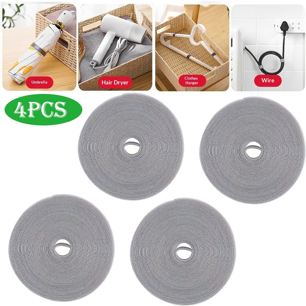 4pcs/40FT Self Adhesive Stick Tape Hook & Loop Sticky Back Strips Fastener Roll