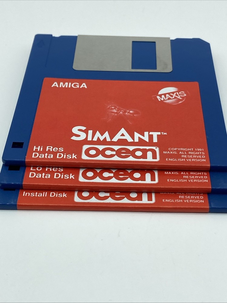 1991 SimAnt Ocean Amiga VYG PC Game Floppy Disk Set Untested