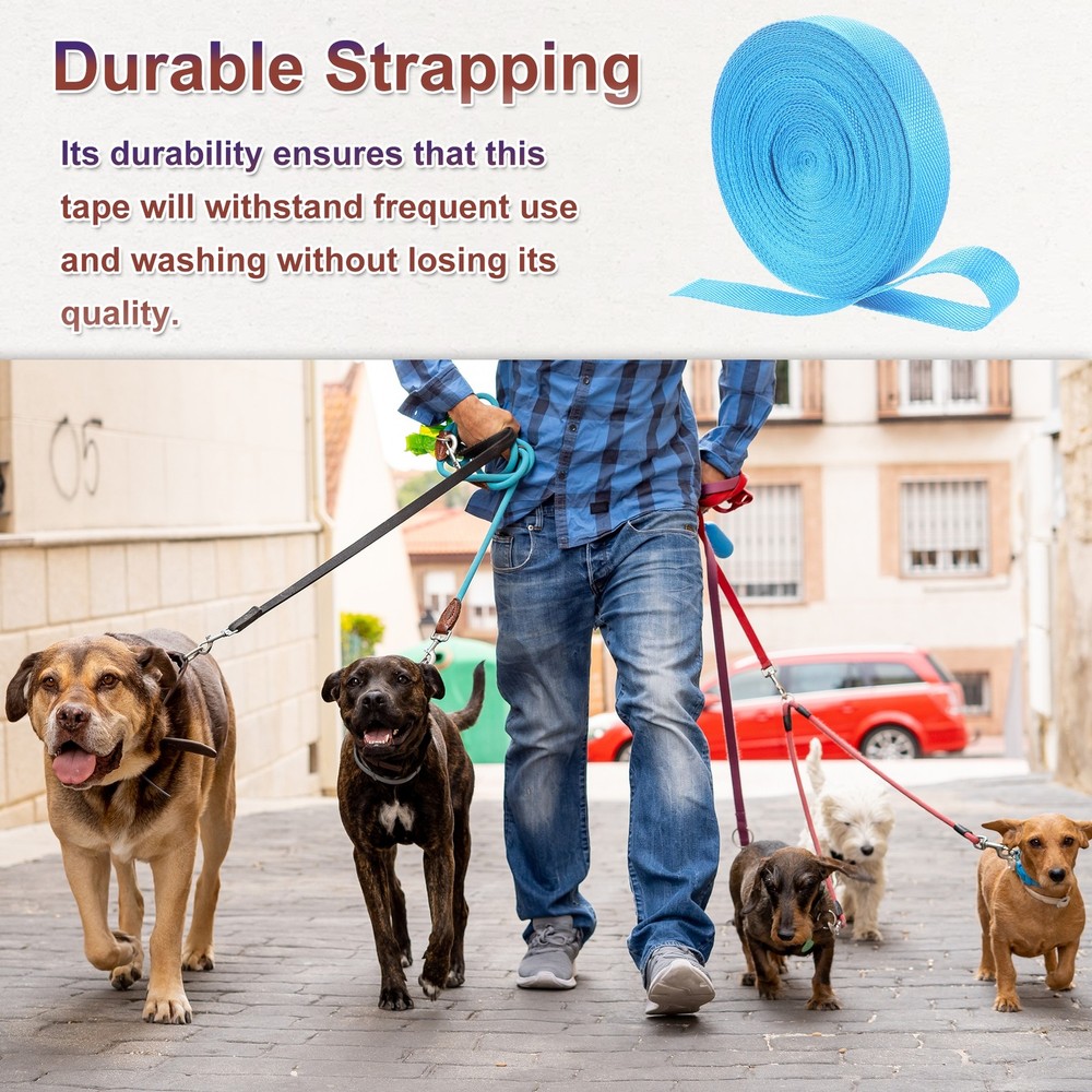 Nylon Webbing Strap, 22 Yards x 1-1/4" Polypropylene Flat Webbing Strap (Azure)