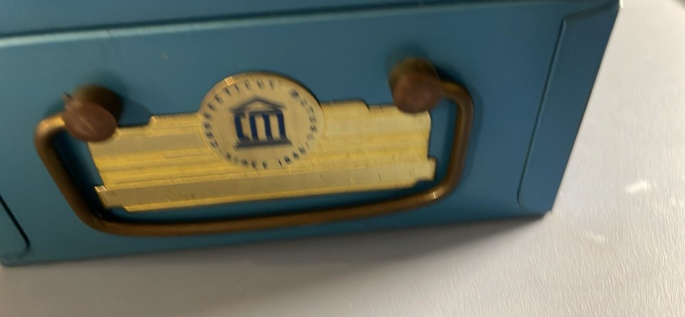 Vintage Blue Metal Combination Lock Box