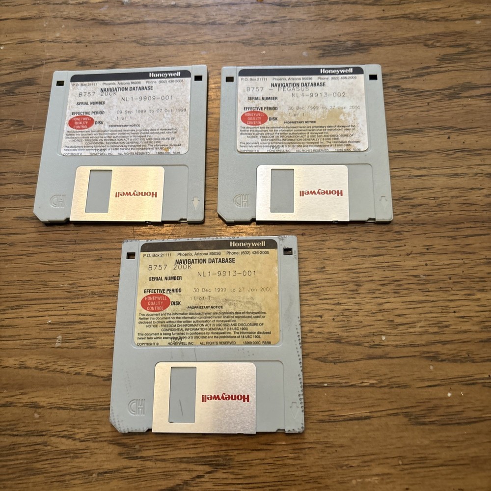 THREE BOEING 757 Honeywell Navigation Database Software FLOPPY DISKS 1999 EX FS