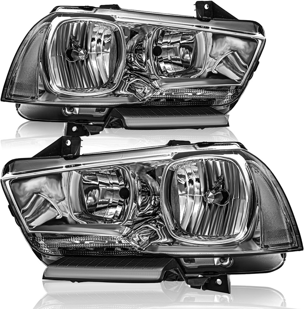 Halogen Headlight Assembly Set Fits for 2011-2014 Dodge Charger R/T SE SRT8 Repl