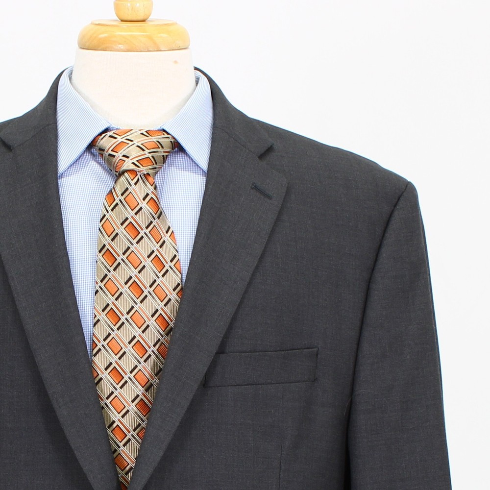 Ralph Lauren 46L Gray Solid Wool Two Button Sport Coat Blazer Jacket