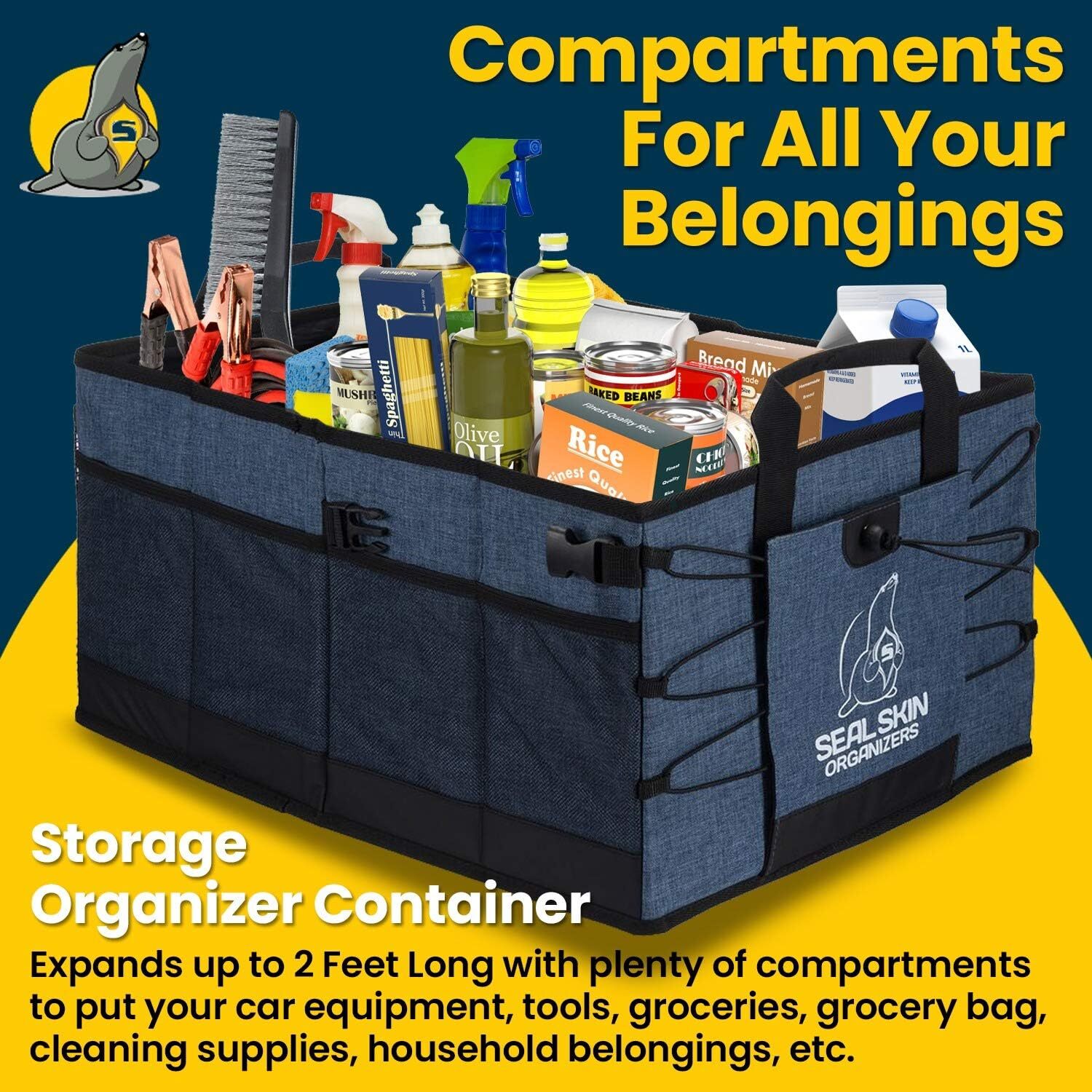 XXL Car Trunk Organizer SUV Trunk Collapsible Cargo Storage Fold Box With Lid