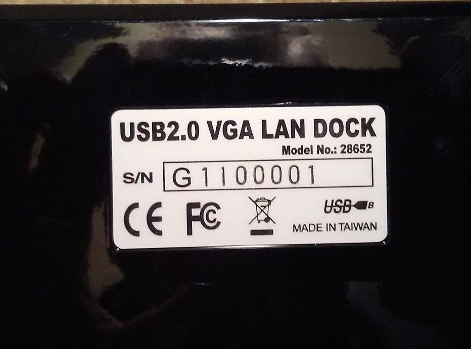 Cables To Go USB 2.0 VGA LAN Dock - Model 28652 - With User Guide