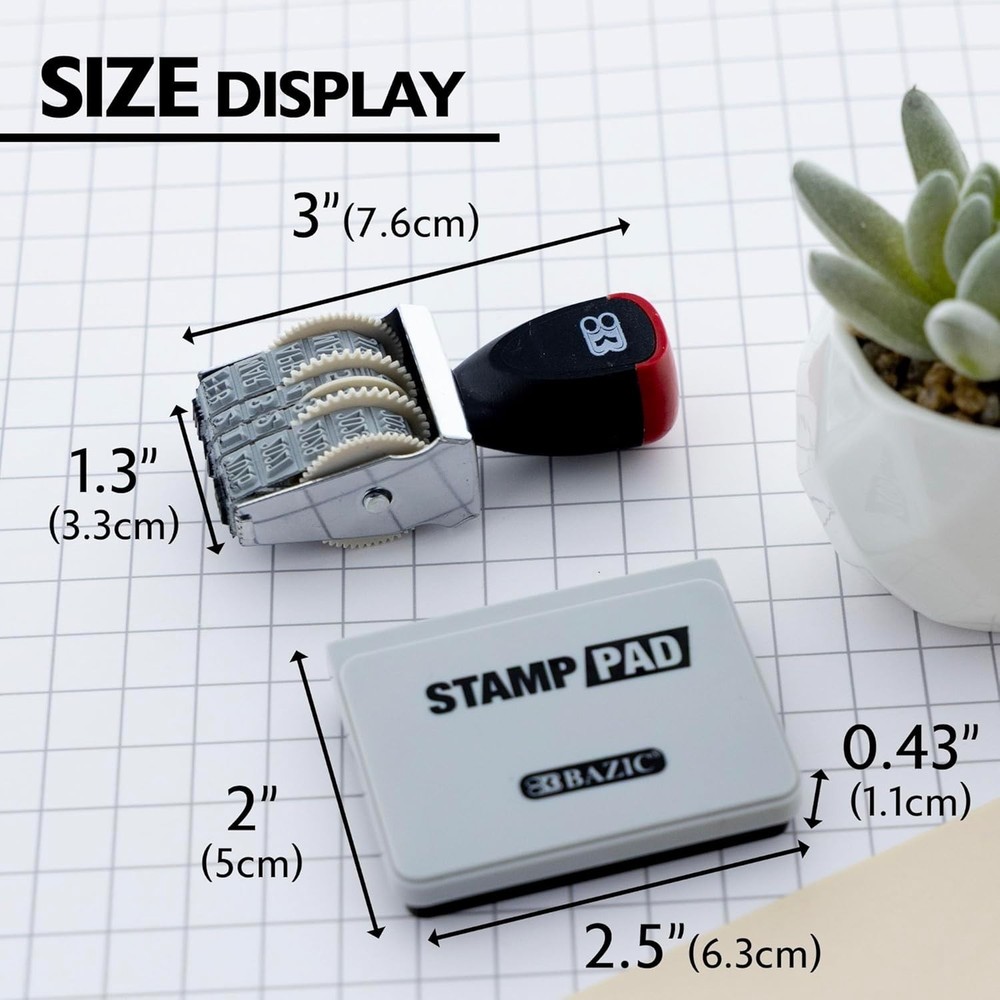 Date Stamp with Ink Pad - Adjustable Calendar Date