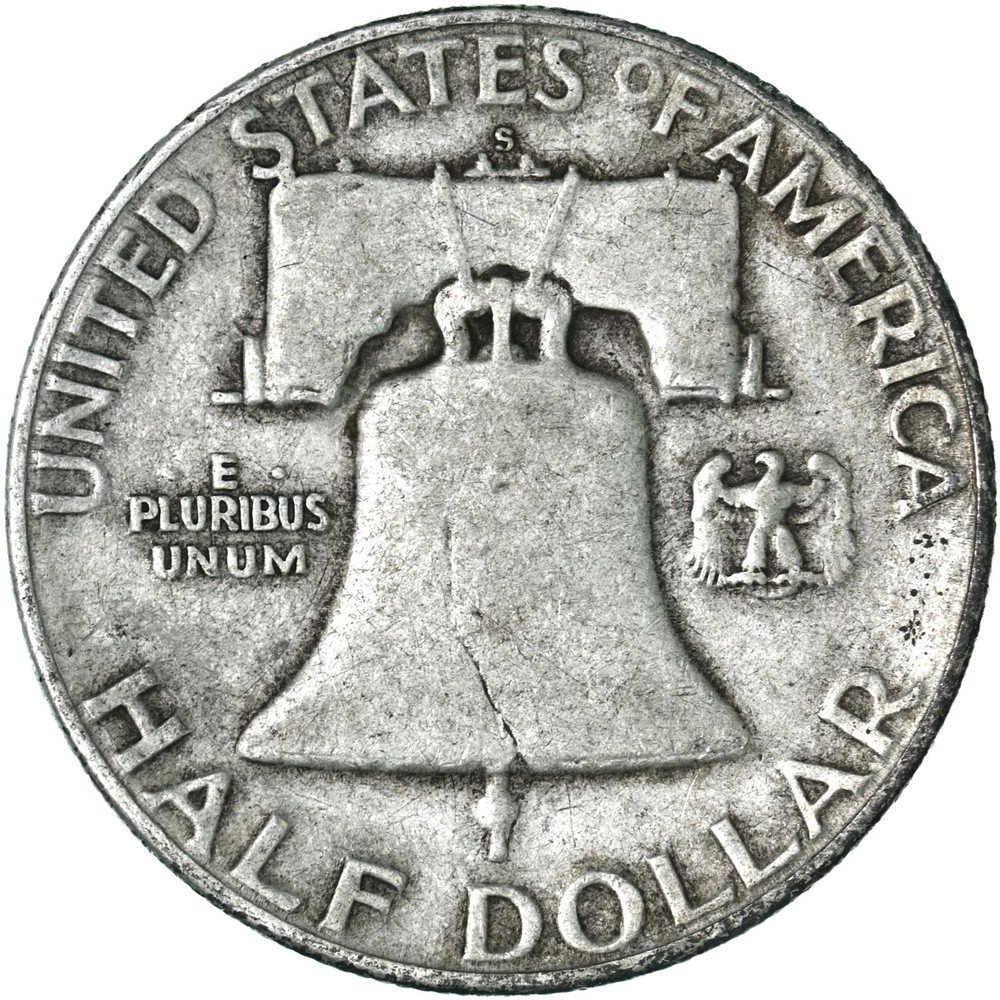 1954 S Franklin Half Dollar Fine 90% Silver