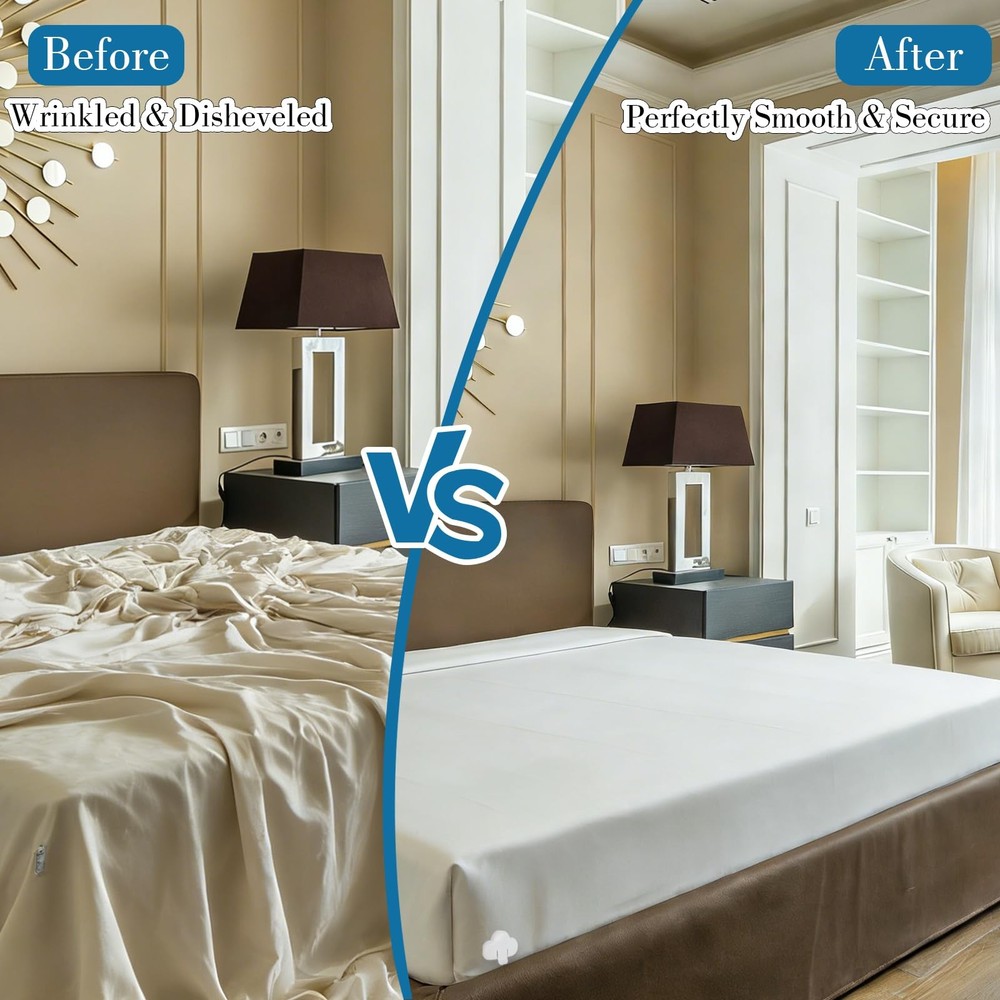 Bed Sheet Holders for Corners, Fitted Sheet Clips Keep Sheets Firm & Tight, M...