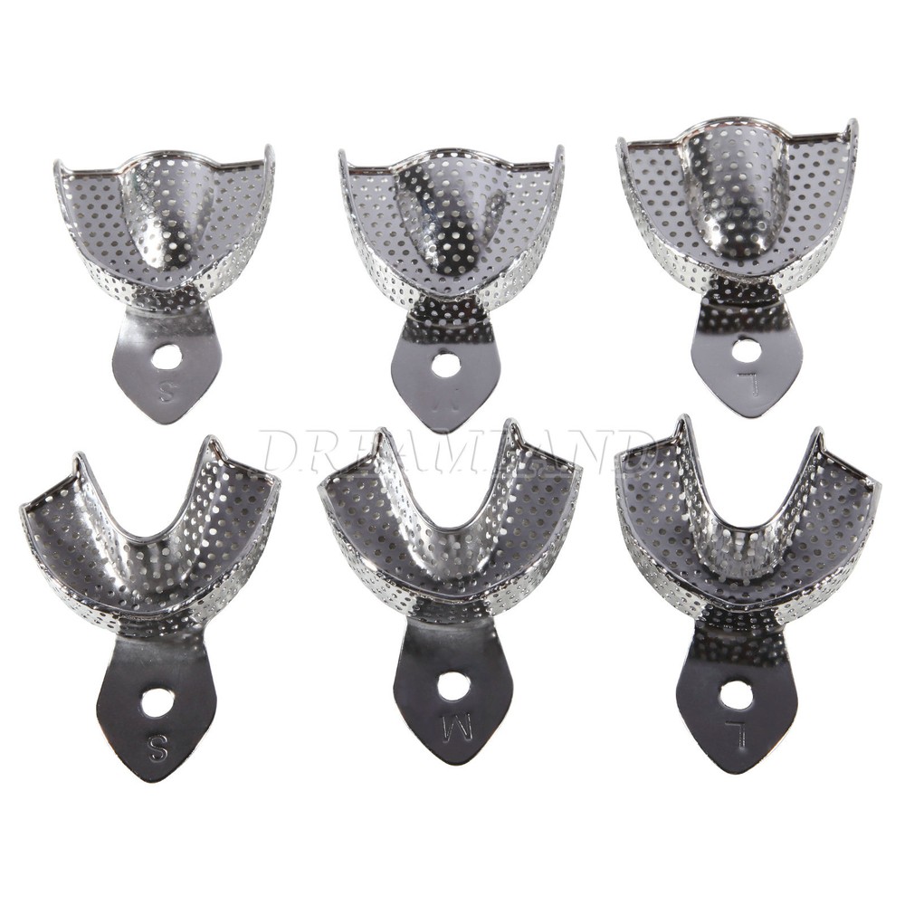 6 PCS Dental Impression Trays set PERFO Denture Instruments CE NEW
