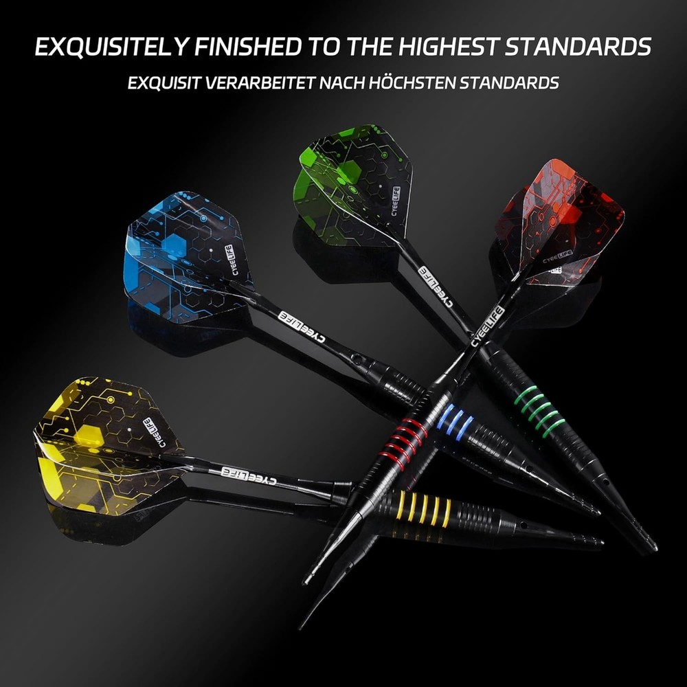 Professional Soft Tip Darts Set - 12 Pack with Colored Barrels & Extra Tips