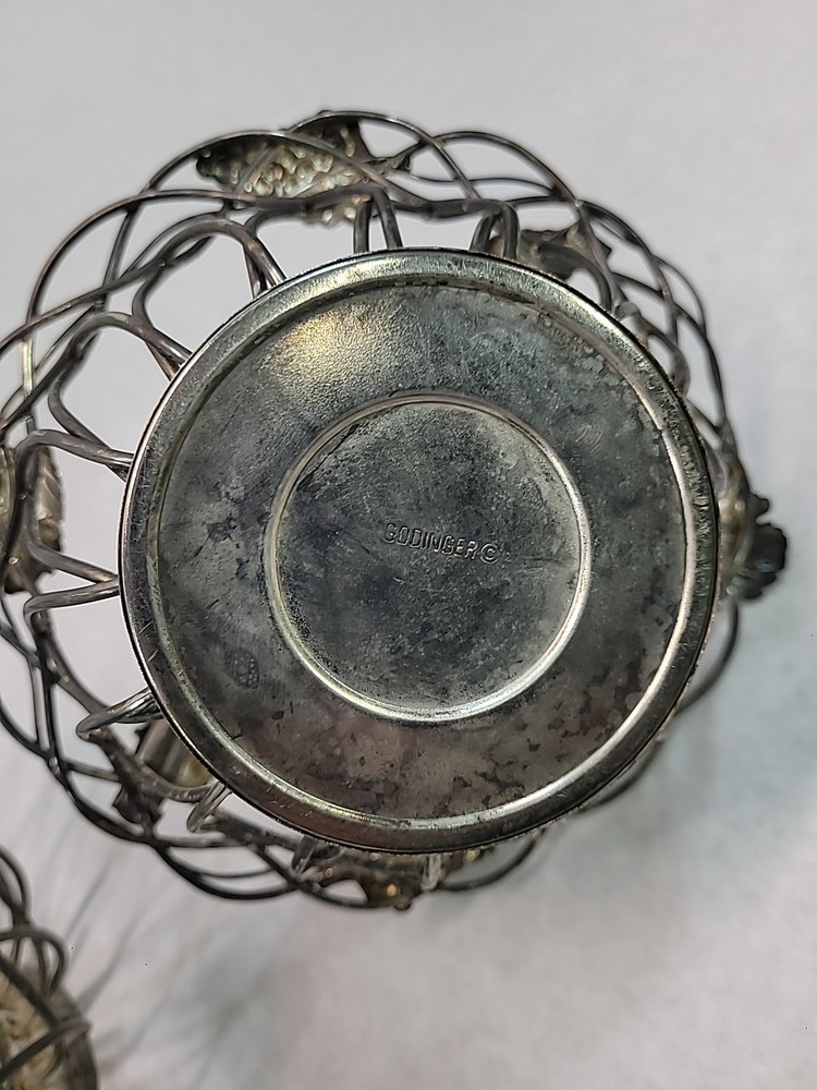 Vintage Grapevine Godinger Silver Art Co Vine Metal Baskets Swinging Handle