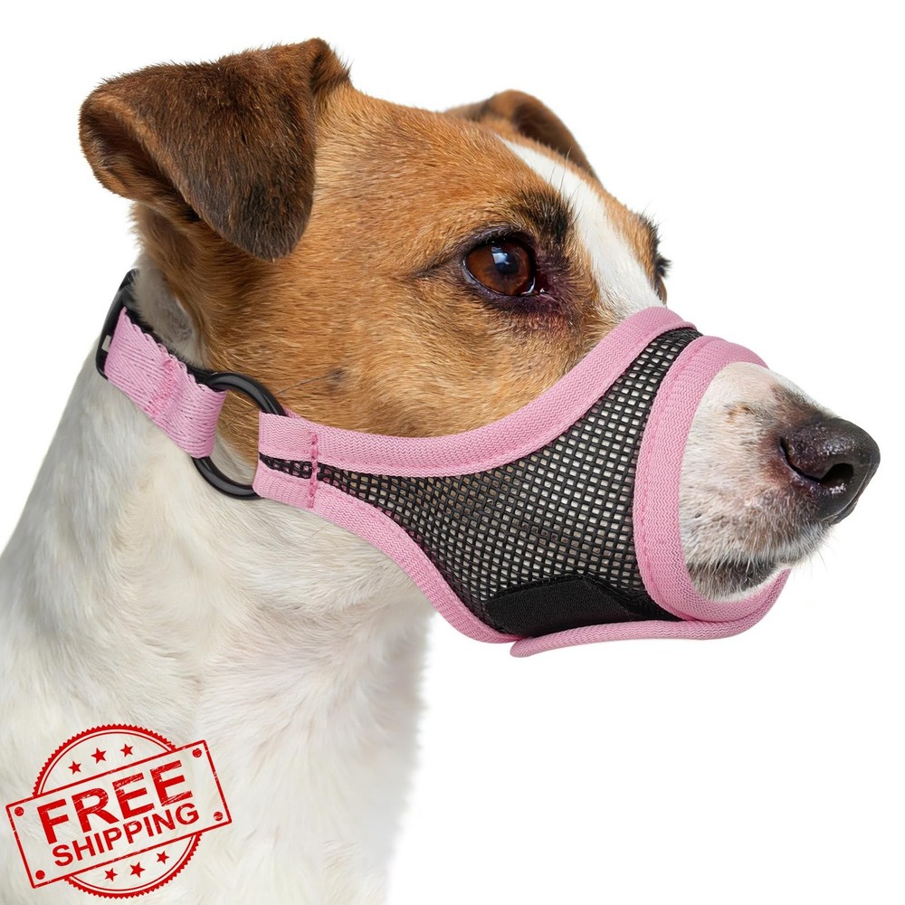 Mayerzon Pink Mesh Dog Muzzle S Small Medium Soft Breathable Prevent Bite