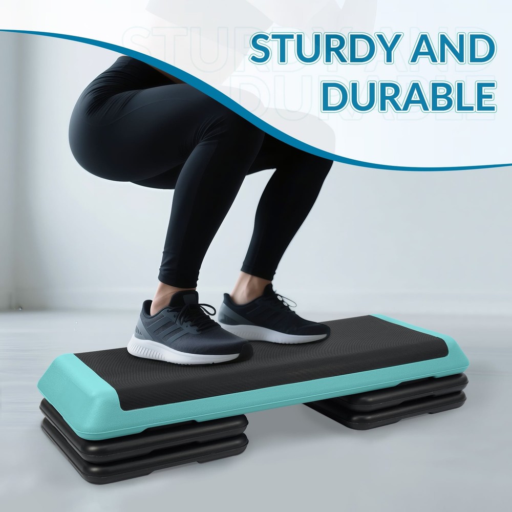 Adjustable Aerobic Step Platform with 4 Risers, Non-Slip Stepper -L