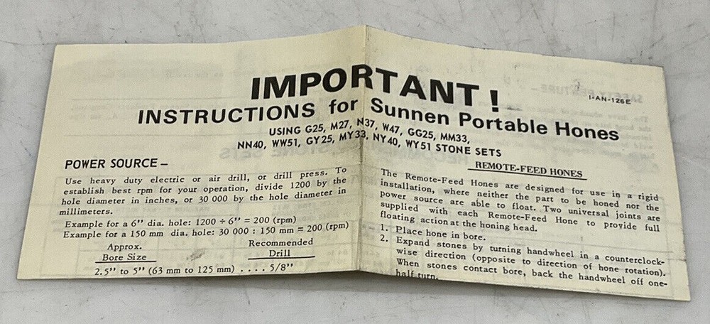 SUNNEN G25-J63 STONE SET 373