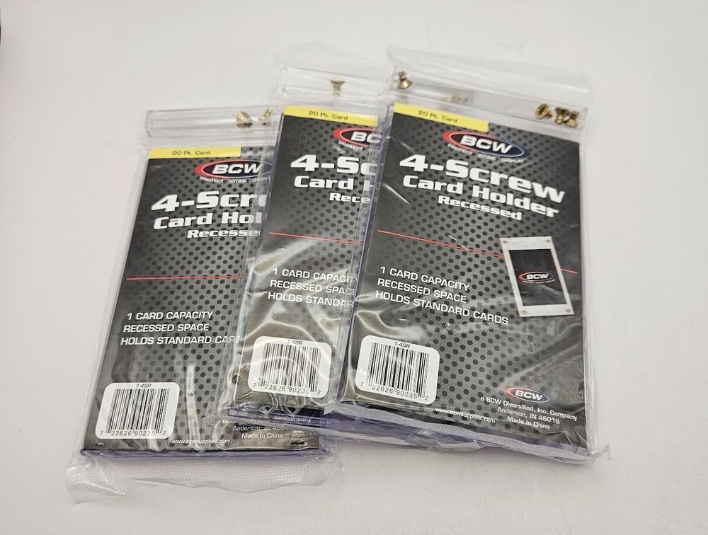 (3 Count Lot) BCW 4-Screw Screw-Down Recessed Trading Card Holder Regular 20pt