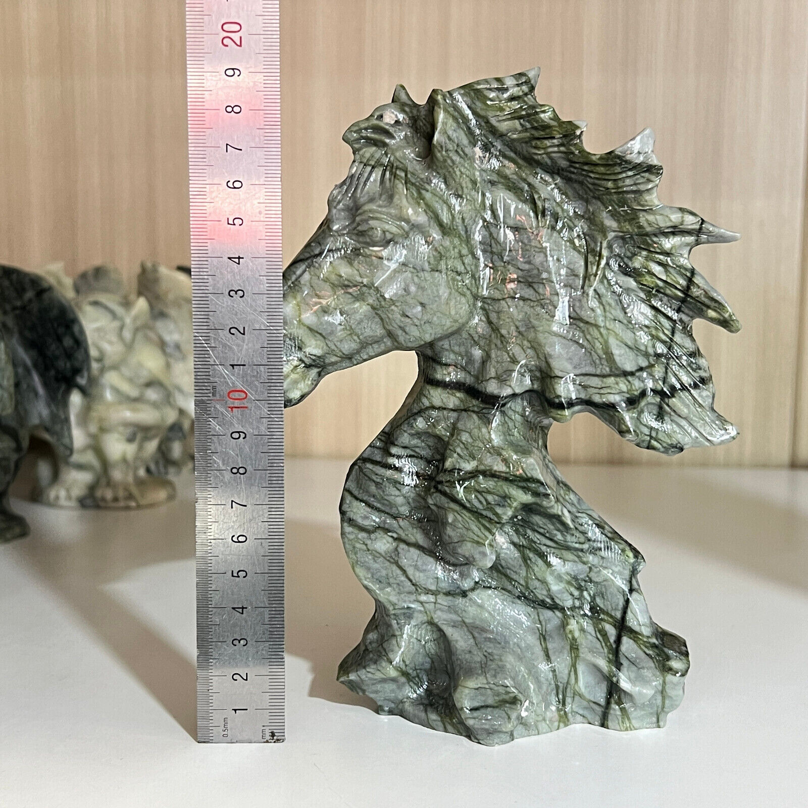 2.97LB Natural yushu stone Quartz Carved horse's head skull Crystal healing 1PC