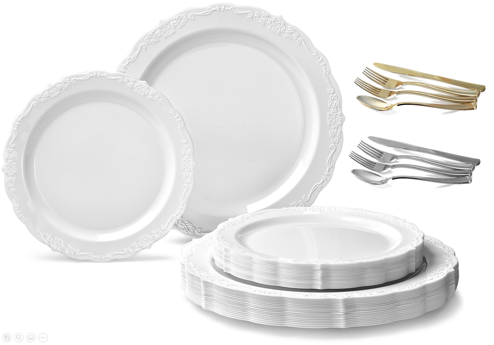 " OCCASIONS " VERONA Bulk Wedding Party Disposable Plastic Plates & Silverware
