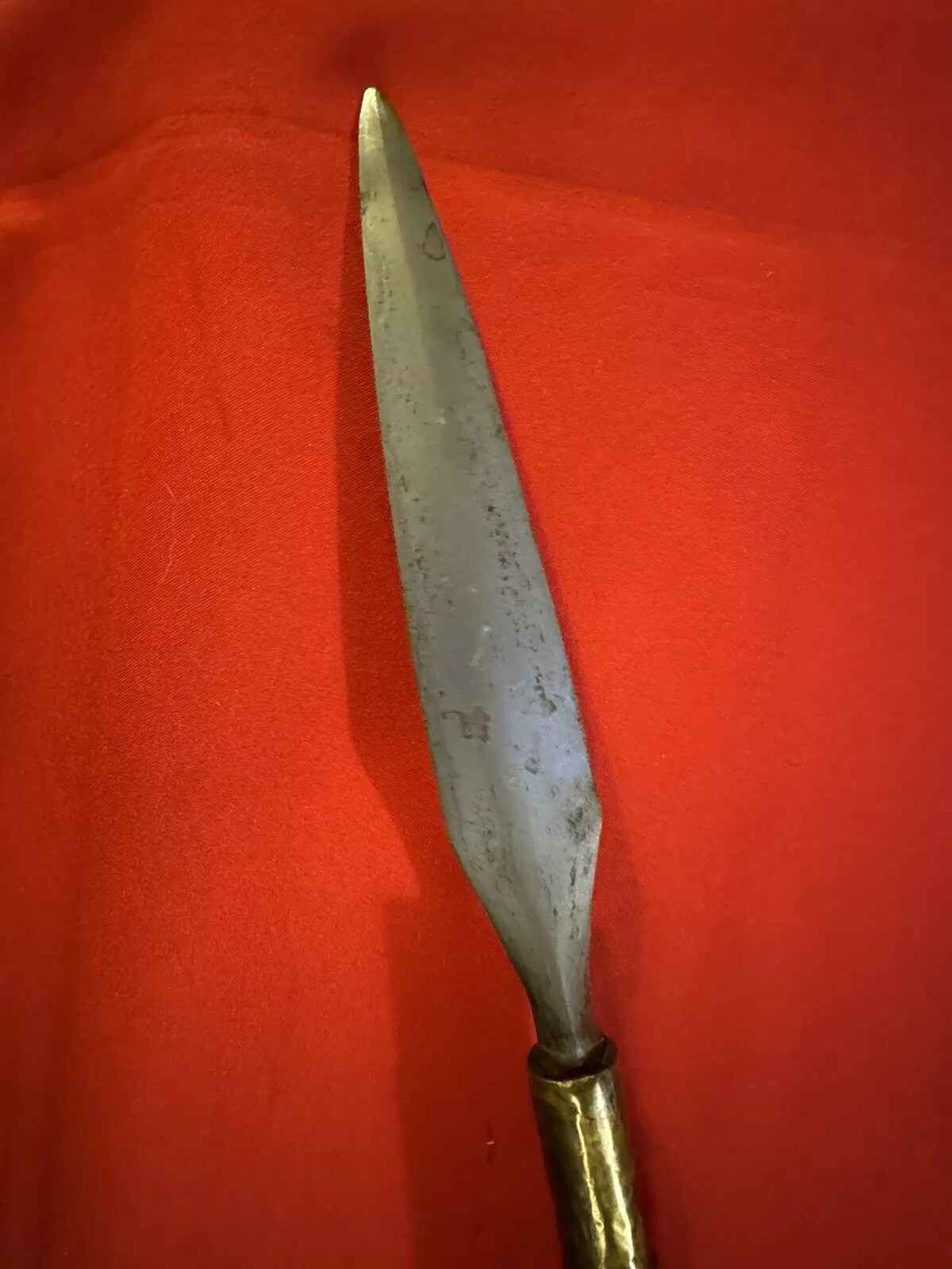 Antique19thC. S.E.Asia-Damascus BUDIAK-HandForged Laminated Spear Head-REED Haft