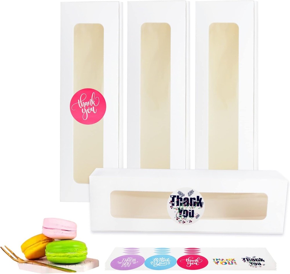 30 Pack Macaron Boxes with Window White Pastry Packaging Container for white