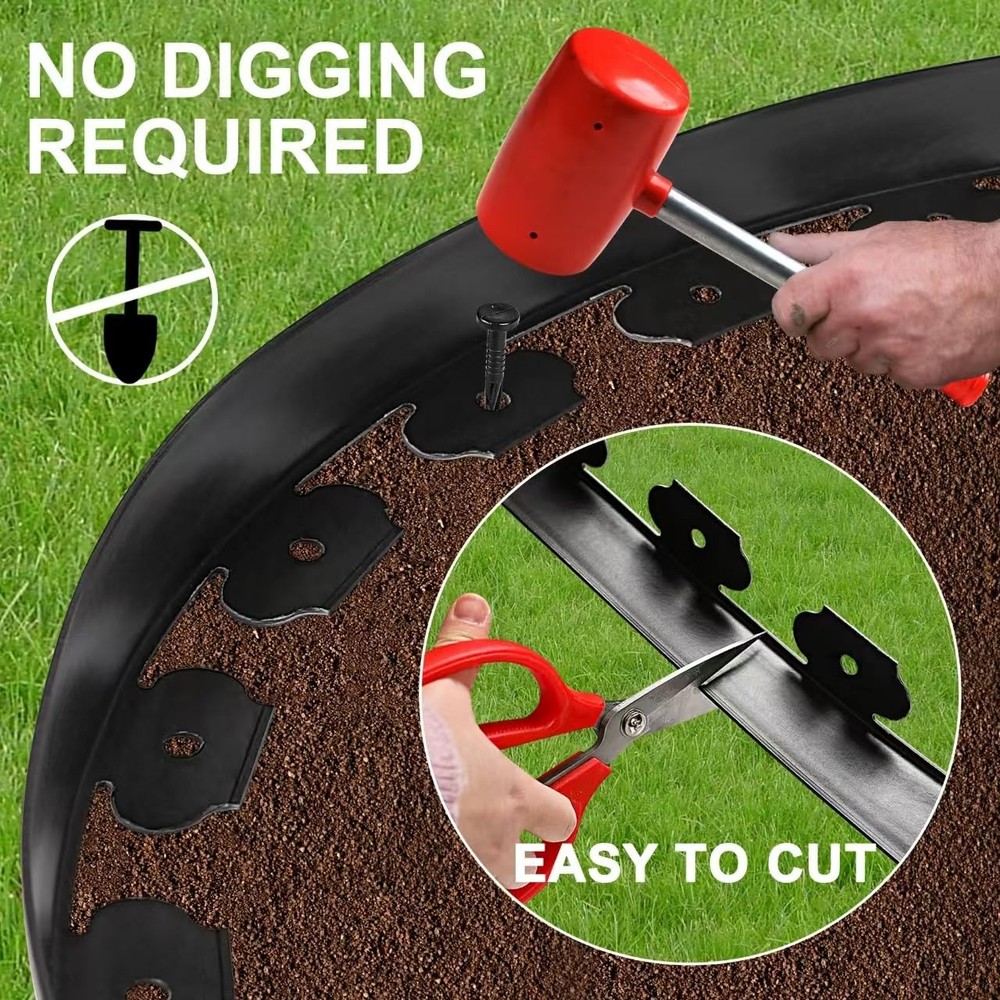 1.5 Inch Garden Edging Border 100FT, Plastic for Black