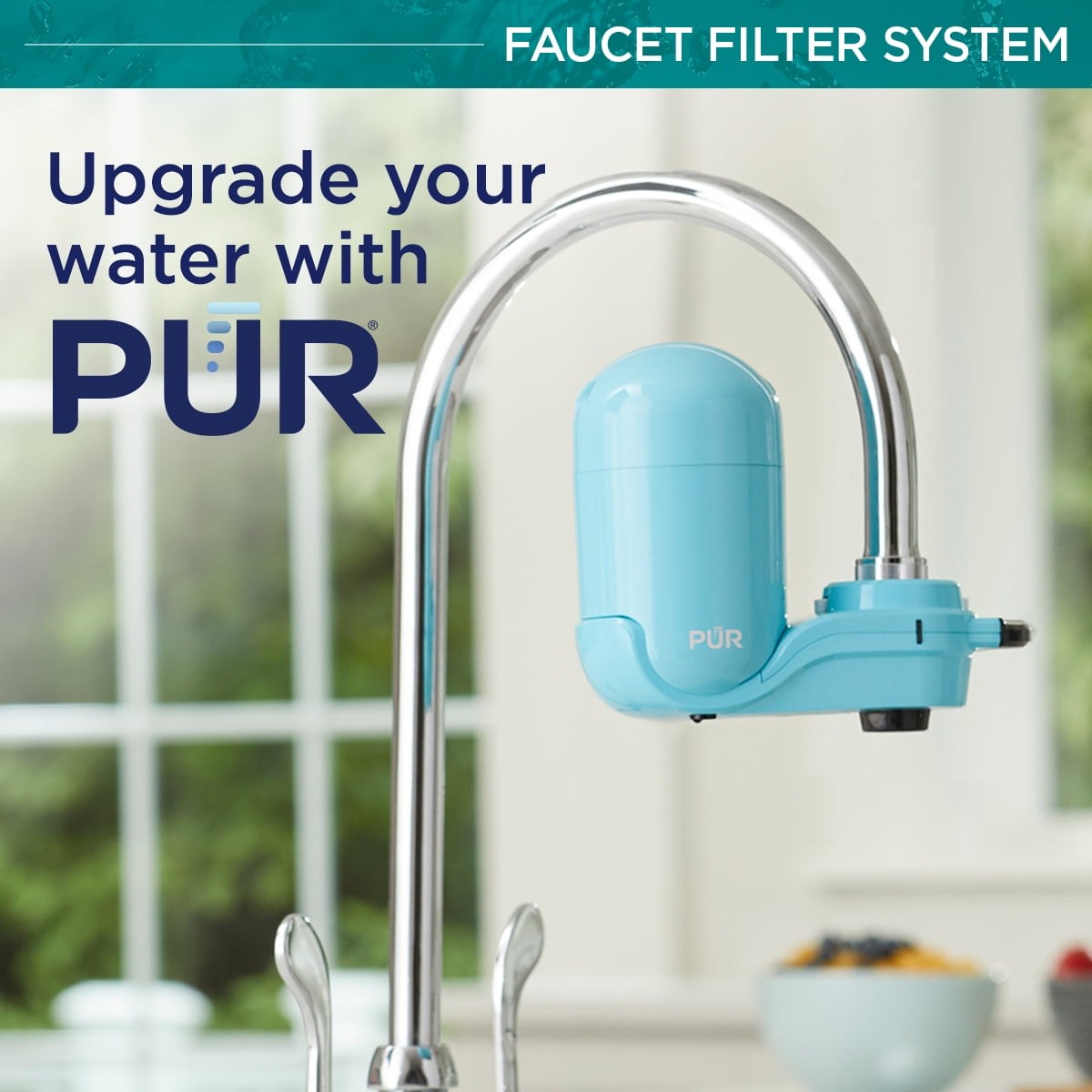 PUR Plus Faucet Mount Water Filter System, FM2700G, Sea Glass