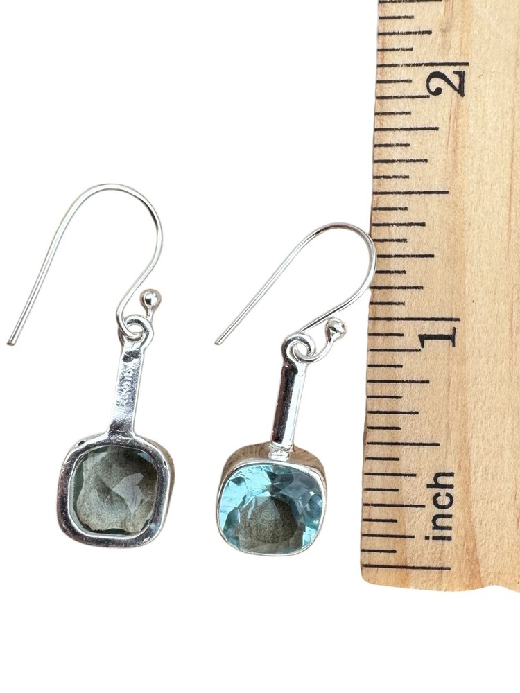 Swiss Blue Topaz Solid 925 Sterling Silver Earrings