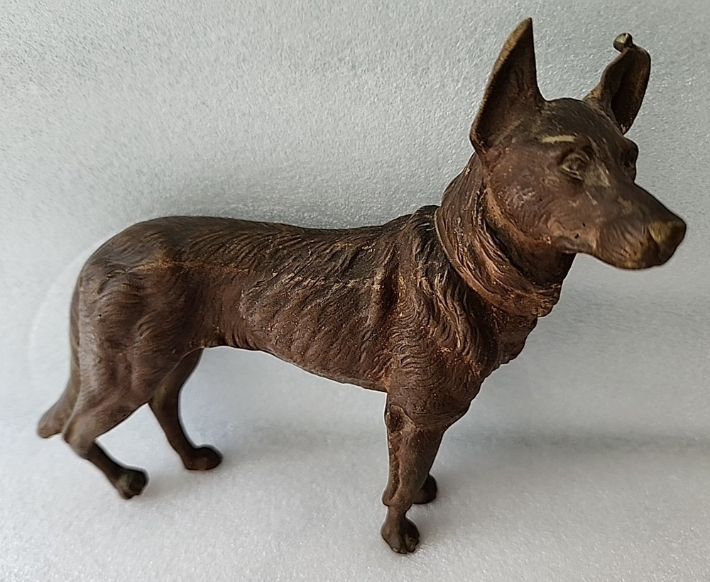 Cold Painted Vienna Bronze German Shepherd Circa 1930's