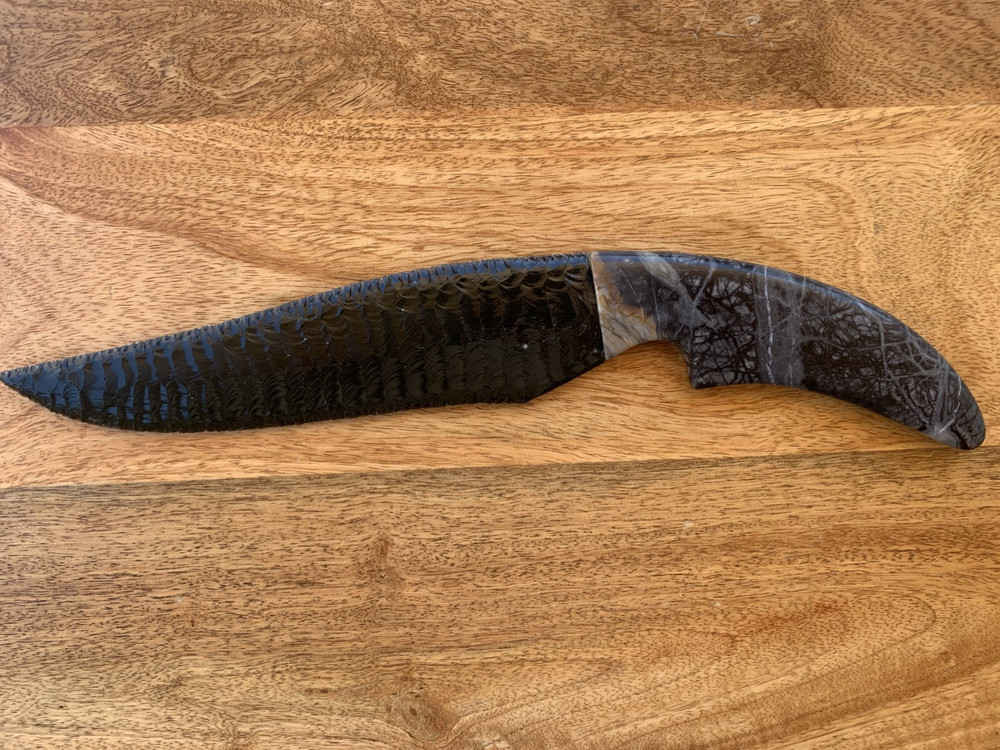 Custom Obsidian Knife Picasso Marble Handle. Tommy Masingale